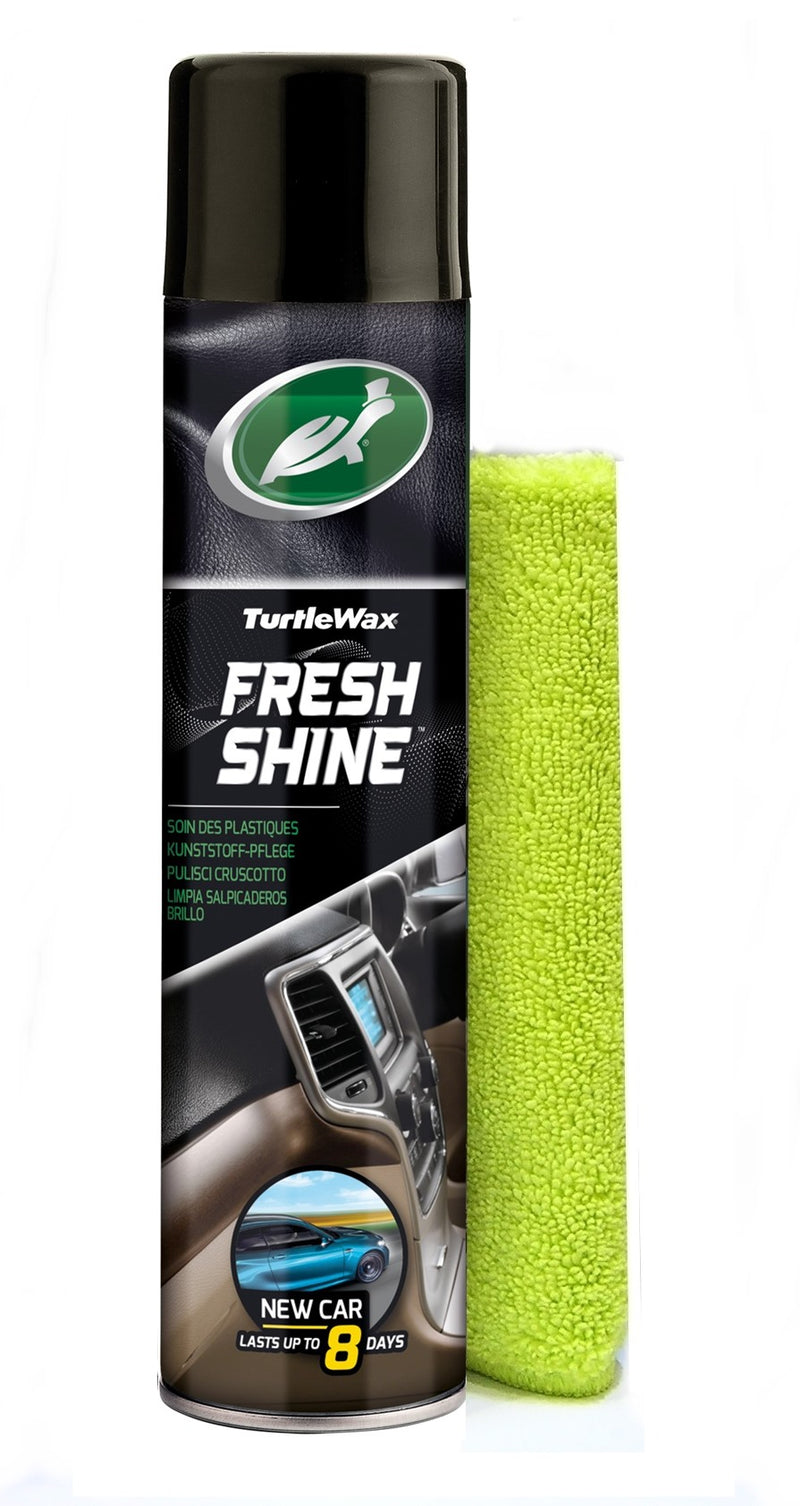 Pack Limpeza Interior: Fresh Shine (Limpa Tablier) Carro Novo 600 ml + Pano Microfibra