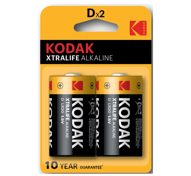 Pilhas Kodak Xtralife Alcalina LR20 D 1,5V (Pack 2)