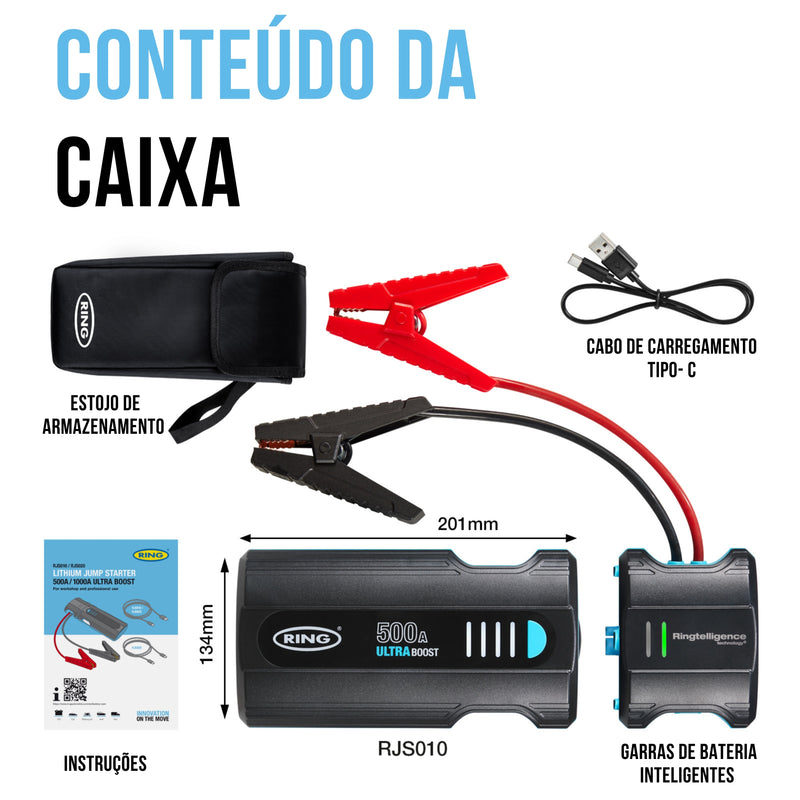 Ultra Booster de Arranque Compacto Litio 12V 500A
