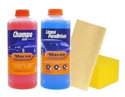 Pack Limpeza Exterior - Shampoo 1 litro,  Limpa Pára-Brisas 1 litro, Camurça Sintética e Esponja Auto